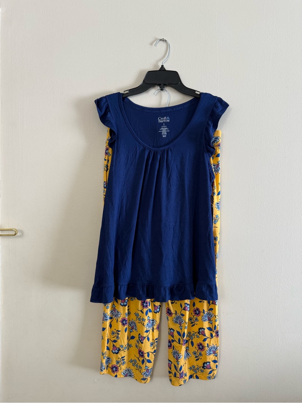 Croft & Barrow Navy and Yellow Floral Kids Pajama Set